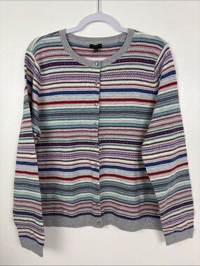 Talbots New Women’s XL Fair Isle Button Up Lambswool Sweater Cardigan